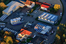 Am Kleinwald industrial park with OIL! gas station and ProBus Reisemobile GmbH in Herxheim bei Landau in the state Rhineland-Palatinate, Germany