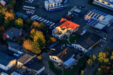 Aerial view of Am Kleinwald industrial park with OIL! gas station and ProBus Reisemobile GmbH in Herxheim bei Landau in the state Rhineland-Palatinate, Germany