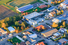 Aerial photograpy of Am Kleinwald industrial area with Alois Dallmayr Automaten-Service GmbH in Herxheim bei Landau in the state Rhineland-Palatinate, Germany