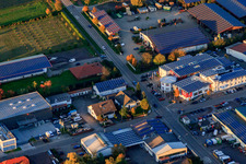 Am Gäxwald industrial area with REHA med Gesundheitspark GmbH and Southern Palatinate Medical Care Center in Herxheim bei Landau in the state Rhineland-Palatinate, Germany