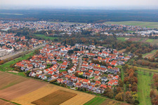 Aerial view of Robert Koch Street in Bellheim in the state Rhineland-Palatinate, Germany