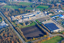 Aerial photograpy of Schneider Precast Concrete Plant GmbH in the district Huttenheim in Philippsburg in the state Baden-Wuerttemberg, Germany