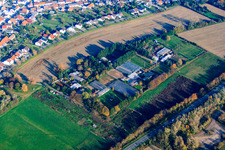 Aerial photograpy of Weick Garden Landscaping, Cemetery Gardening in the district Huttenheim in Philippsburg in the state Baden-Wuerttemberg, Germany
