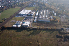 Drone recording of District Neudorf in Graben-Neudorf in the state Baden-Wuerttemberg, Germany