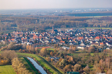 Village on the Saalbach Canal in the district Rußheim in Dettenheim in the state Baden-Wuerttemberg, Germany