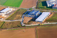 New building of ITK Engineering GmbH in Rülzheim in the state Rhineland-Palatinate, Germany from the drone perspective