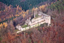 Ruins and vestiges of the former castle and fortress Burg Neuscharfeneck in Dernbach in the state Rhineland-Palatinate