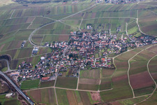 Village view of Birkweiler in the state Rhineland-Palatinate seen from above