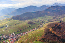 Aerial view of Wine-growing village between bare vineyards in Ranschbach in the state Rhineland-Palatinate, Germany