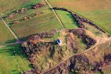 Aerial view of Chapel "Kleine Kalmit" in the nature reserve Kleine Kalmit in winter from the north in the district Arzheim in Landau in der Pfalz in the state Rhineland-Palatinate, Germany