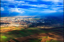 Aerial view of City overview in winter from the south in Landau in der Pfalz in the state Rhineland-Palatinate, Germany