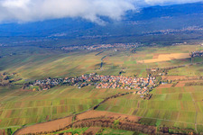 Wine-growing village between bare vineyards from the south in the district Wollmesheim in Landau in der Pfalz in the state Rhineland-Palatinate, Germany