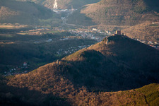 Oblique view of Castle Trifels in Annweiler am Trifels in the state Rhineland-Palatinate