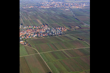 Aerial view of Village view in winter from the south in Roschbach in the state Rhineland-Palatinate, Germany
