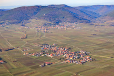 View of the winegrowing village in winter from the east in Flemlingen in the state Rhineland-Palatinate, Germany
