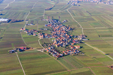 Aerial photograpy of View of the winegrowing village in winter from the east in Flemlingen in the state Rhineland-Palatinate, Germany