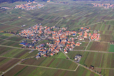 View of the winegrowing village in winter from the south in Hainfeld in the state Rhineland-Palatinate, Germany