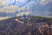 Aerial view of St. Anna Chapel on the Annaberg in Burrweiler in the state Rhineland-Palatinate, Germany