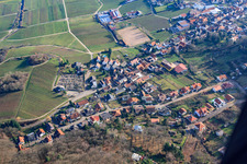Aerial view of Cemetery in Burrweiler in the state Rhineland-Palatinate, Germany