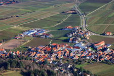 View of the winegrowing village in winter from the west in Burrweiler in the state Rhineland-Palatinate, Germany
