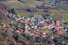 Aerial photograpy of Cemetery in Burrweiler in the state Rhineland-Palatinate, Germany