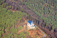 Drone recording of St. Anna Chapel on the Annaberg in Burrweiler in the state Rhineland-Palatinate, Germany