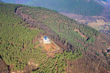 Drone image of St. Anna Chapel on the Annaberg in Burrweiler in the state Rhineland-Palatinate, Germany