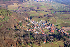 Aerial view of Waldstr in Burrweiler in the state Rhineland-Palatinate, Germany