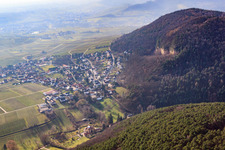 View of the winegrowing village in winter from the north in Frankweiler in the state Rhineland-Palatinate, Germany