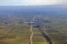 View of the town in winter from the west in Böchingen in the state Rhineland-Palatinate, Germany