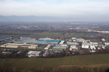 Oblique view of Landau-Ost industrial area in Landau in der Pfalz in the state Rhineland-Palatinate, Germany