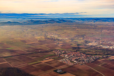 Village overview in winter from the southeast in Steinweiler in the state Rhineland-Palatinate, Germany
