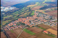 Village overview in winter from the south in Steinweiler in the state Rhineland-Palatinate, Germany
