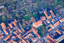 Aerial view of St. Martin in Steinweiler in the state Rhineland-Palatinate, Germany