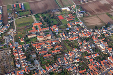 Aerial photograpy of St. Paulus Stift Herxheim and Caritas Support Center St. Laurentius and Paulus in Herxheim bei Landau in the state Rhineland-Palatinate, Germany