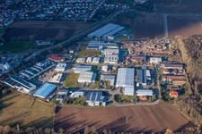 Aerial view of Große Ahlmühle industrial estate in winter in Rohrbach in the state Rhineland-Palatinate, Germany