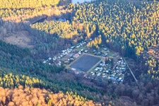 Nature campsite “Am Berwartstein” in winter in Erlenbach bei Dahn in the state Rhineland-Palatinate, Germany