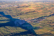 Wine-growing village in winter on the edge of the Haardt from the southwest in Oberotterbach in the state Rhineland-Palatinate, Germany