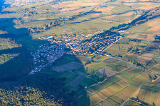 Wine-growing town in winter from the southwest in Oberotterbach in the state Rhineland-Palatinate, Germany