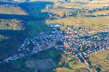 Aerial view of Wine-growing town in winter from the southwest in Oberotterbach in the state Rhineland-Palatinate, Germany