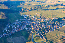Aerial photograpy of Wine-growing town in winter from the southwest in Oberotterbach in the state Rhineland-Palatinate, Germany