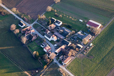 District Deutschhof in Kapellen-Drusweiler in the state Rhineland-Palatinate, Germany seen from above