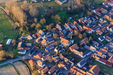 Aerial view of Kirchstr in Barbelroth in the state Rhineland-Palatinate, Germany