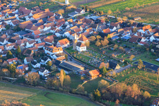Aerial view of Cemetery and protest. Church in Winden in the state Rhineland-Palatinate, Germany