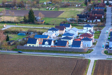 Oblique view of New development area in Holderbusch from the north in Minfeld in the state Rhineland-Palatinate, Germany