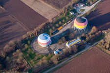 Aerial view of Natural gas storage in Rastatt in the state Baden-Wurttemberg