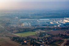 Oblique view of Mercedes Benz plant from the southeast in Rastatt in the state Baden-Wuerttemberg, Germany
