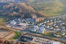 Commercial area in Kleinau with dm-drogerie markt and Lidl in Kuppenheim in the state Baden-Wuerttemberg, Germany