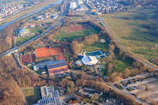 Event hall and sports fields at the Cuppamare of SV 08 Kuppenheim and the Tennis Club Kuppenheim in Kuppenheim in the state Baden-Wuerttemberg, Germany
