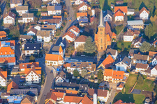 Aerial view of St. Anna and St. Anne's Chapel in Bischweier in the state Baden-Wuerttemberg, Germany